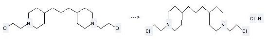 1-Piperidineethanol,4,4'-(1,3-propanediyl)bis- can be used to produce 1,3-bis[N-(2-chloroethyl)-4-piperidyl]propane dihydrochloride with heating.